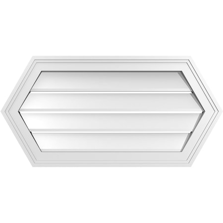 Ekena Millwork Half Round Surface Mount PVC Gable Vent: Functional, w/ 2"W x 1-1/2"P Brickmould Frame, 30"W x 15"H GVPHR30X1502SF